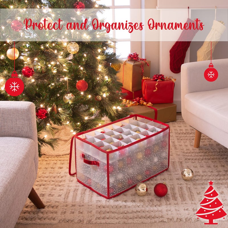 Simplify Ornament Storage Organizer | Storage | Fits 112 Ornaments | Zipper Closure | Space Saving | Easy to Use | Red | Light Weight | Dimensions 11.81 x 20.67 x 11.81 - Image 5